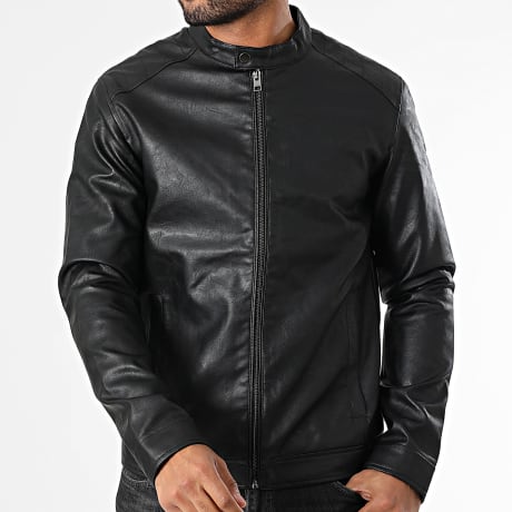 JJ Rebel - Chaqueta de piel sintética Caleb Negra
