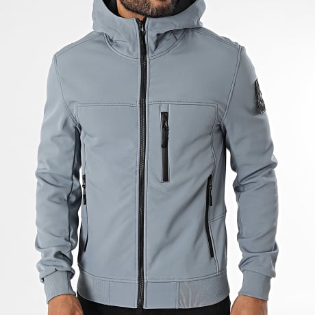 Kymaxx - Chaqueta gris con capucha y cremallera