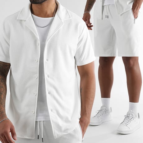 LBO - Tracksuit Short Sleeve Shirt And Canvas Jogger Short 0274 White