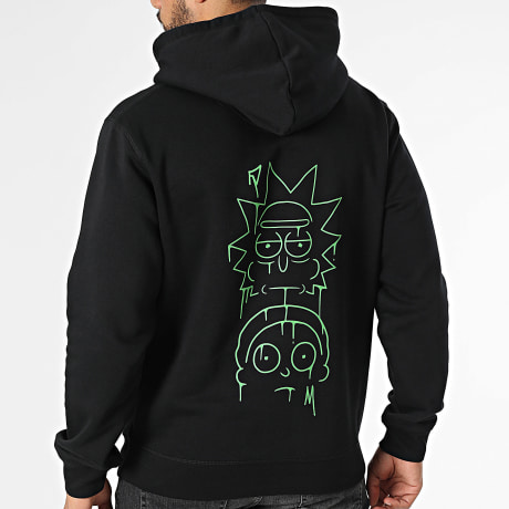 Rick Et Morty - Casaco com capuz Graff Preto Verde claro