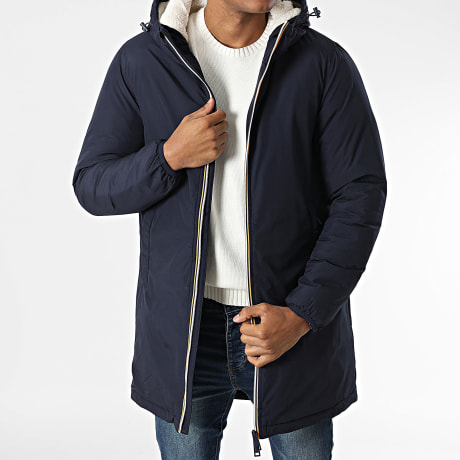 Kymaxx - Parka con capucha azul marino