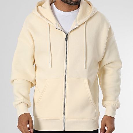 Fins de Séries - Sudadera beige claro con capucha y cremallera