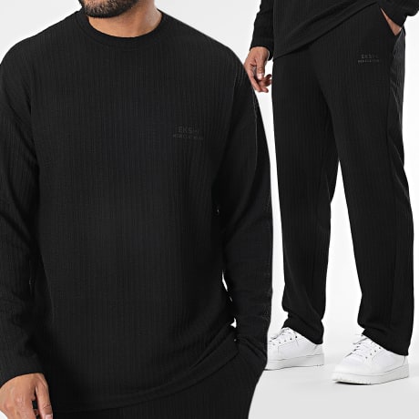 Classic Series - Zwart T-shirt met lange mouwen en broekenset