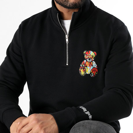 Teddy Yacht Club - Art Series Cuello con cremallera Sudadera Negro