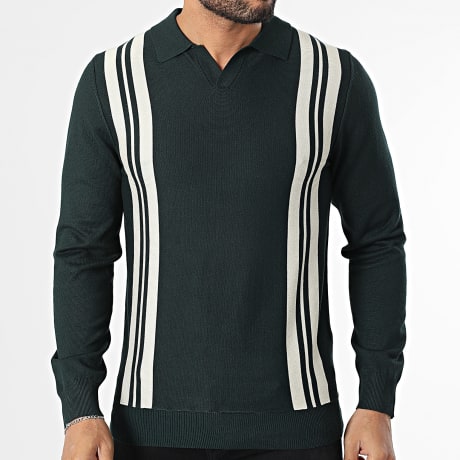 Fins de Séries - V-neck sweater Dark green Beige