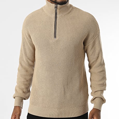 Fins de Séries - Ryder high neck zip sweater 232033 Beige