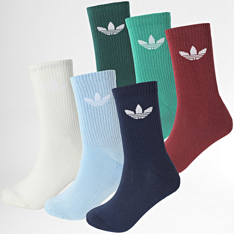 Adidas Originals - Set van 6 paar Trefoil Crew Sokken JI9504 Wit Groen Bordeaux Blauw
