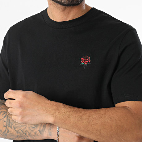 Luxury Lovers - Tee Shirt Oversize Large Embroidery Roses Nero