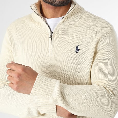 Polo Ralph Lauren - Pull Col Zippé Original Player Beige Clair