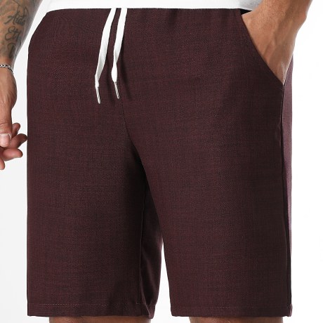 LBO - Pantalón Corto Chino Efecto Lino 1720 Burdeos