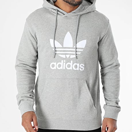 Adidas Originals - Sudadera con capucha Trefoil IM4490 Gris jaspeado