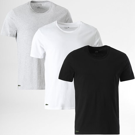 Lacoste - Pack aus 3 T-Shirts mit besticktem Krokodil-Logo Schwarz Weiß Meliert