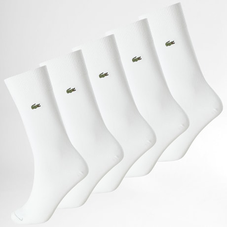 Lacoste - 5 Pares De Calcetines Con Logo Bordado Cocodrilo Blanco