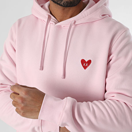 Luxury Lovers - Felpa con Cappuccio Ricamo Cuore Rosso Rosa