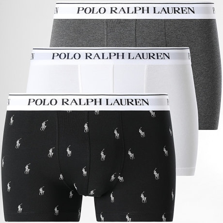 Polo Ralph Lauren - Lot De 3 Boxers Blanc Gris Anthracite Chiné Noir
