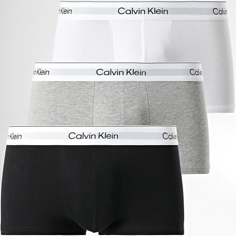 Calvin Klein - Pack de 3 Boxers Low Rise NB4389 Blanco Gris Jaspeado Negro