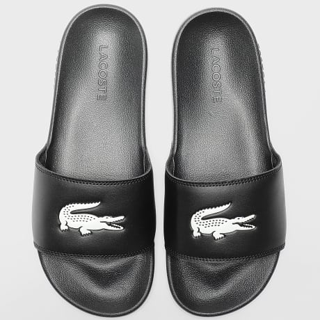 Lacoste - Chanclas Serve Slide 0.0 Logo Cocodrilo Negro