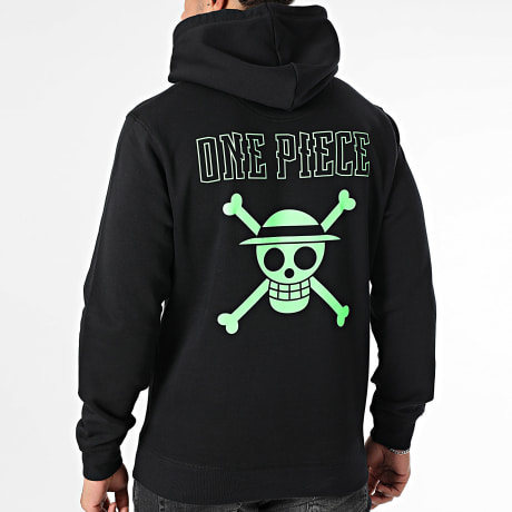 One Piece - Sudadera con Capucha Hybrid Color Negro Verde Fluo