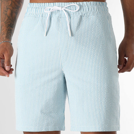 Classic Series - Seersucker Striped Swim Shorts 0395 Light Blue White