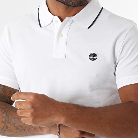 Timberland - Polo de Manga Corta Slim Printed Neck A6BV8 Blanco
