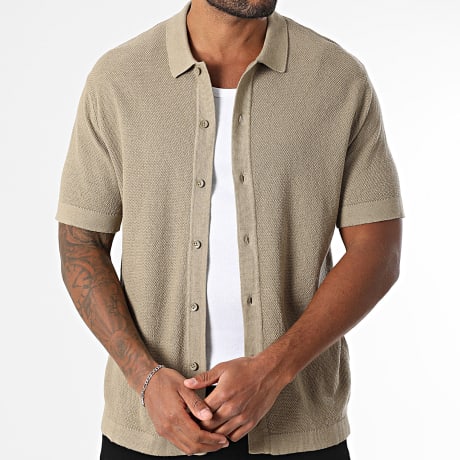Jack And Jones - Camisa de Manga Corta Emil Beige Oscuro
