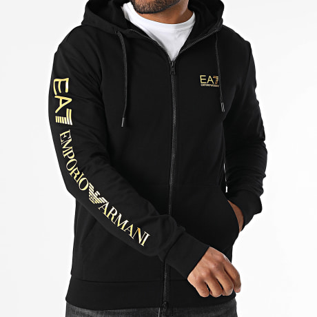 EA7 Emporio Armani - Sudadera con cremallera y capucha 7M000568-AF13512 Negro Dorado