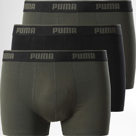 Puma - Lot De 3 Boxers 701234187 Vert Kaki Noir