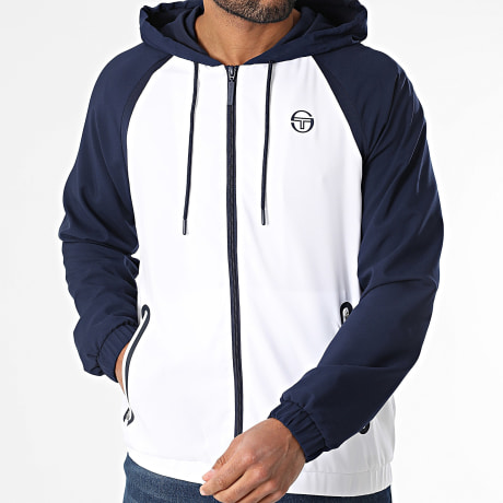 Sergio Tacchini - Rispecchio 41023 Kapuzen-Zipper-Jacke Weiß Marineblau