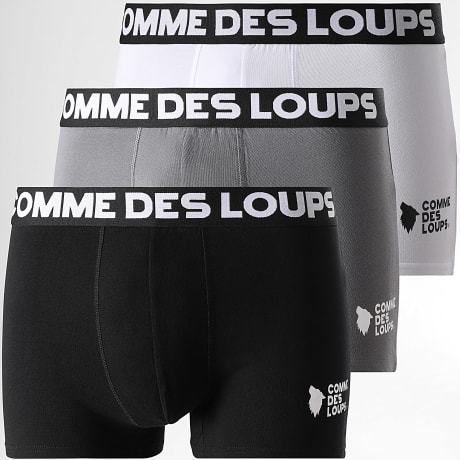 Comme Des Loups - Pack de 3 Boxers Classic Blanco Gris Negro