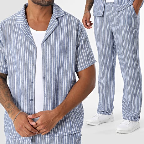 Classic Series - Shirt met korte mouwen en gestreepte broek Royal Blue gevlekt wit