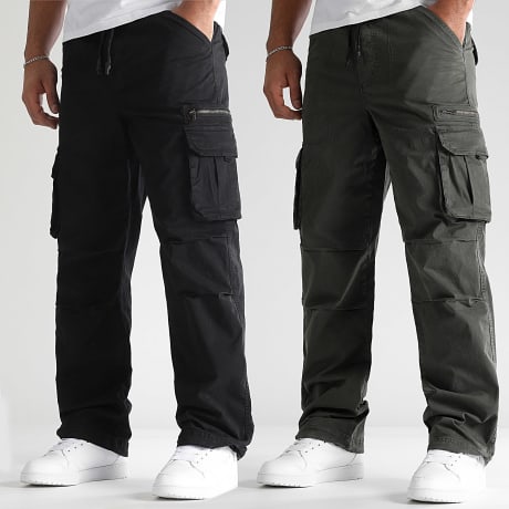 Classic Series - Lote De 2 Pantalones Cargo Relaxed Fit 0537 0536 Gris Antracita Negro