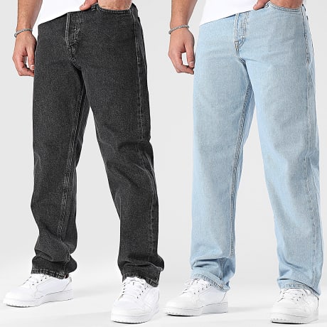 Jack And Jones - Pack van 2 Jeans Baggy Eddie Zwart Blauw Denim