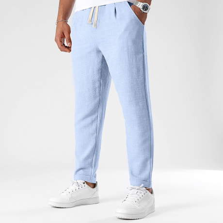 LBO - Pantalon Effet Lin 1545 Bleu Clair