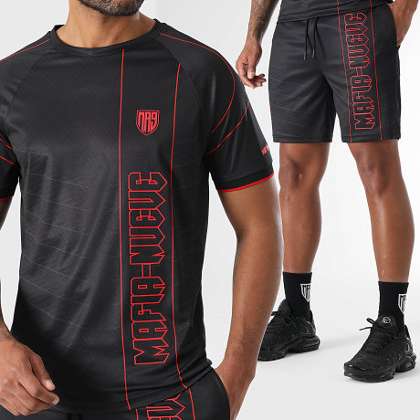 MA9 Mafia Nueve - BRAB 1.0 Carbon Rood T-shirts en Joggingshortset