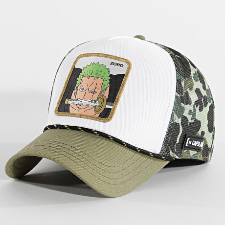 One Piece - Casquette Trucker Zoro Blanc Vert Kaki Camouflage