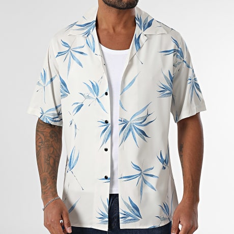 Fins de Séries - Camisa Mangas Cortas 045 Ecru Azul Claro