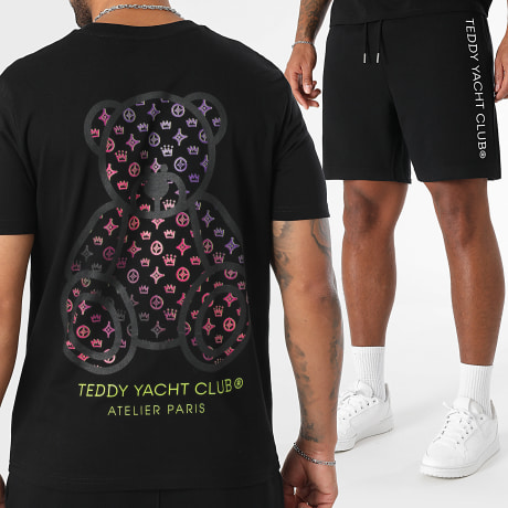 Teddy Yacht Club - Set T-Shirt Und Jogginghose Street Couture Gradient Schwarz