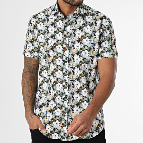 Fins de Séries - Camisa de Manga Corta 002 Verde Blanco Floral
