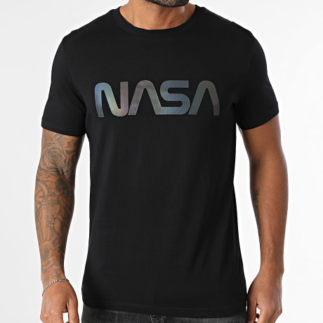 NASA - Tee Shirt Worm Logo Negro Arcoíris Negro Iridiscente Reflectante