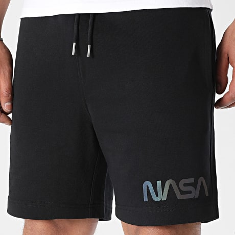 NASA - Short Jogging Worm Logo Negro Arcoiris Negro Iridiscente Reflectante
