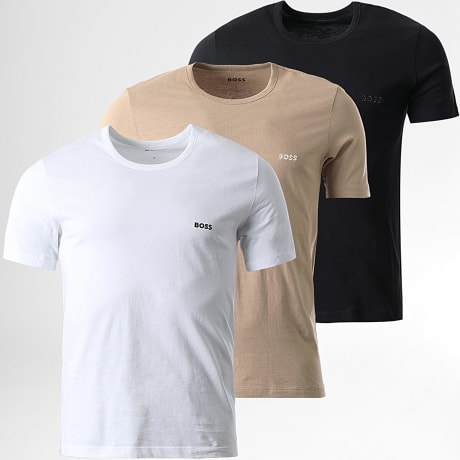 BOSS - Lote De 3 Camisetas 50532468 Negro Beige Blanco