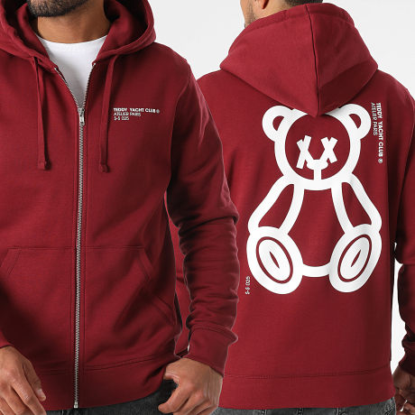 Teddy Yacht Club - Sudadera con capucha Fat Outline Burdeos Blanco
