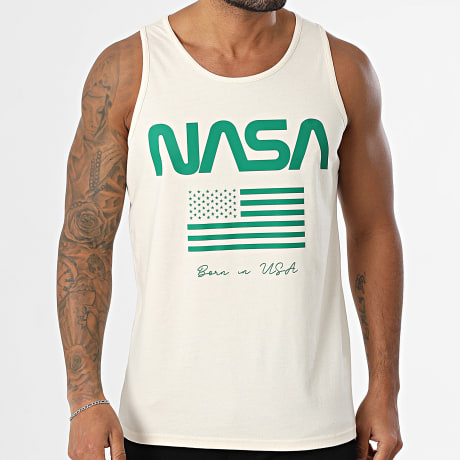 NASA - Camiseta sin mangas Flag Born In US Beige Verde