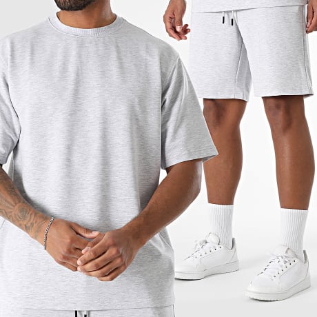 Fins de Séries - 706 Set di maglietta e pantaloncini da jogging grigio screziato