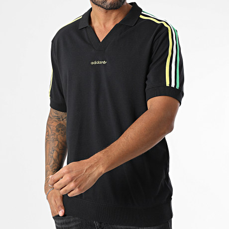 Adidas Originals - Polo de mangas cortas a bandas JD0809 Negro