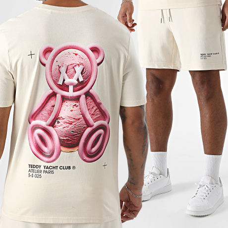 Teddy Yacht Club - Conjunto Tee Shirt Y Short Jogging Atelier Paris Ice Ice Baby Beige