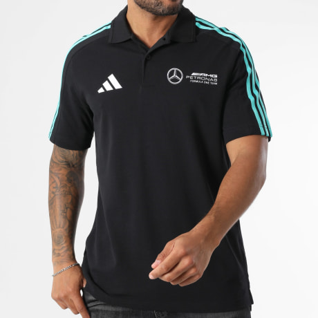 Adidas Performance - Polo de manga corta a rayas AMG Mercedes DNA JV5430 Negro