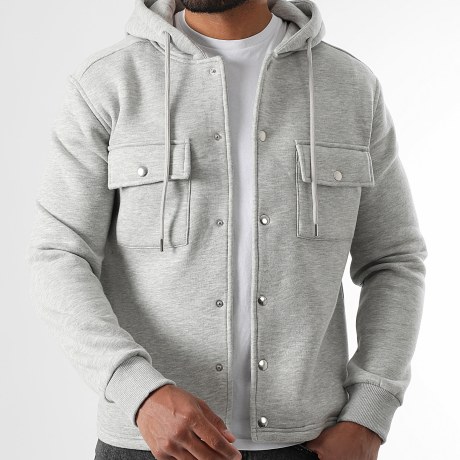 Fins de Séries - Einfarbige Jacke mit Kapuze 3842 Grau meliert