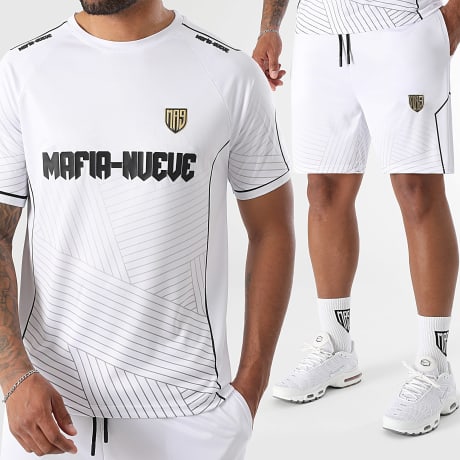 MA9 Mafia Nueve - Co-ord Set T-Shirt En Joggingbroek Short Aeromax Wit