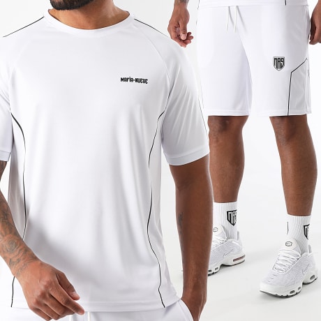 MA9 Mafia Nueve - Co-ord Set T-Shirt En Joggingbroek Short Essential Aeromax Wit